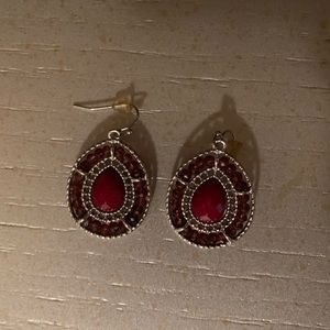 Francesca’s Silver and Maroon Earrings